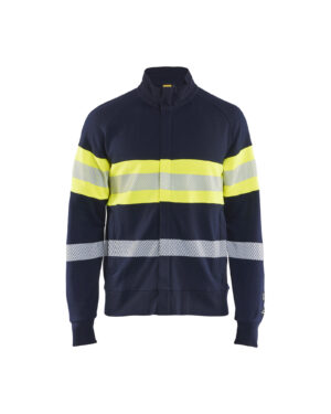 Multinorm HV cl 1 Fullzip Sweatshirt Marineblå/Gul