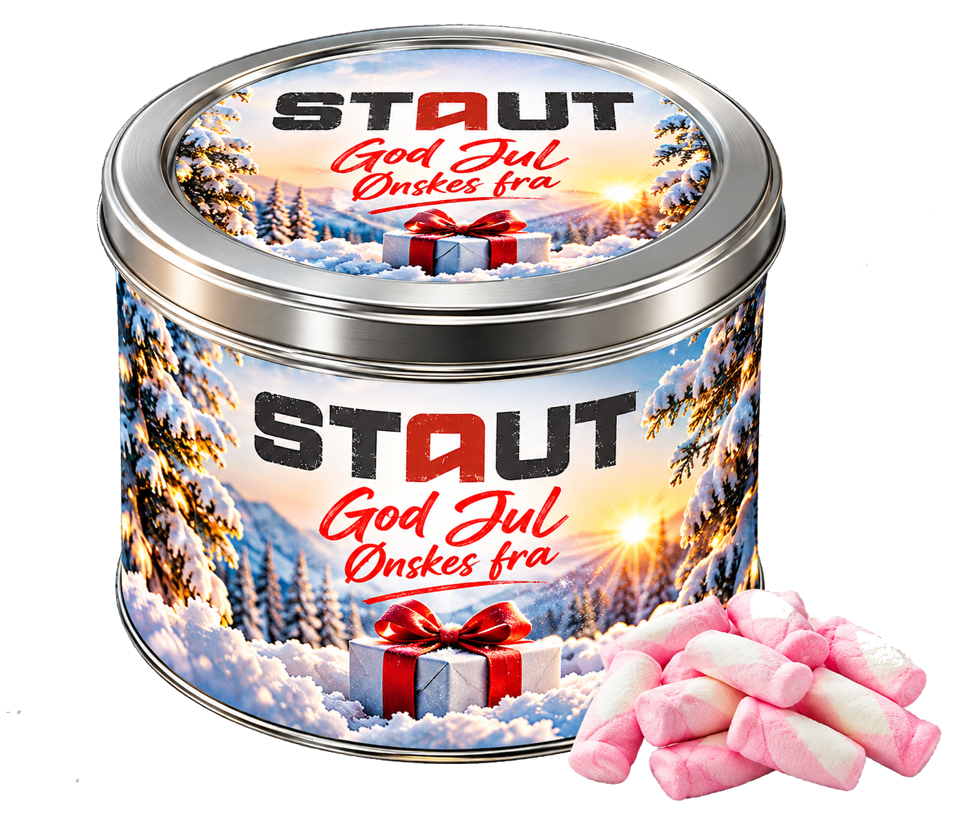 Metallboks med Staut-logo